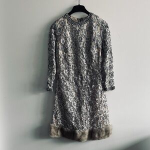 1960 vintage fur (mink) tule a line dress size S.